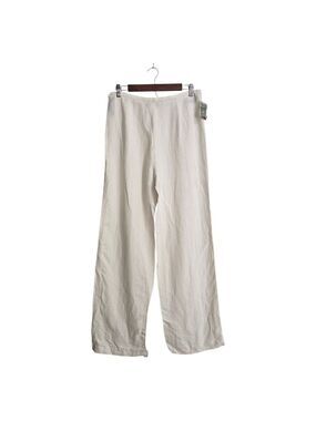 Henry White Ireland Linen Blend High Rise Wide Leg Pants In Ivory NWT Sz 12